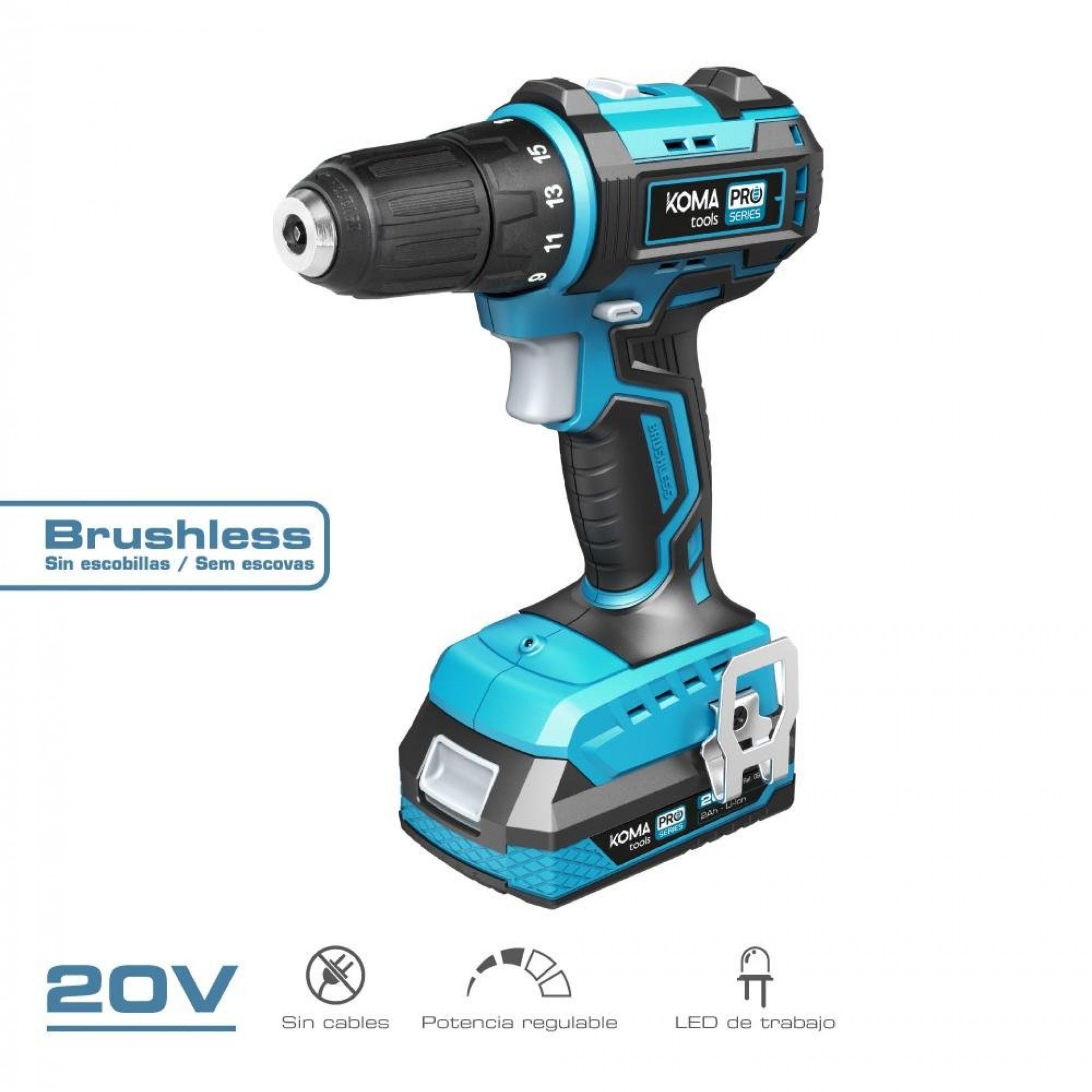 Kit mala berbequim aparafusador 20v brushless refª 08372 KOMA TOOLS