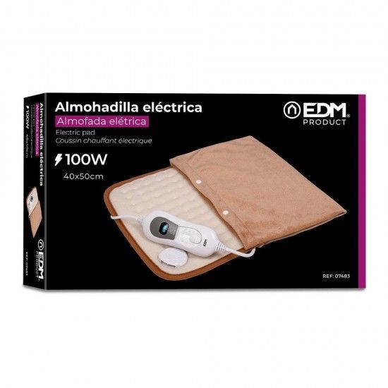 Almofada elétrica dupla 100w com bolsa 40x50cm refª 07483 EDM Almofada elétrica dupla 100w com bolsa 40x50cm refª 07483 EDM