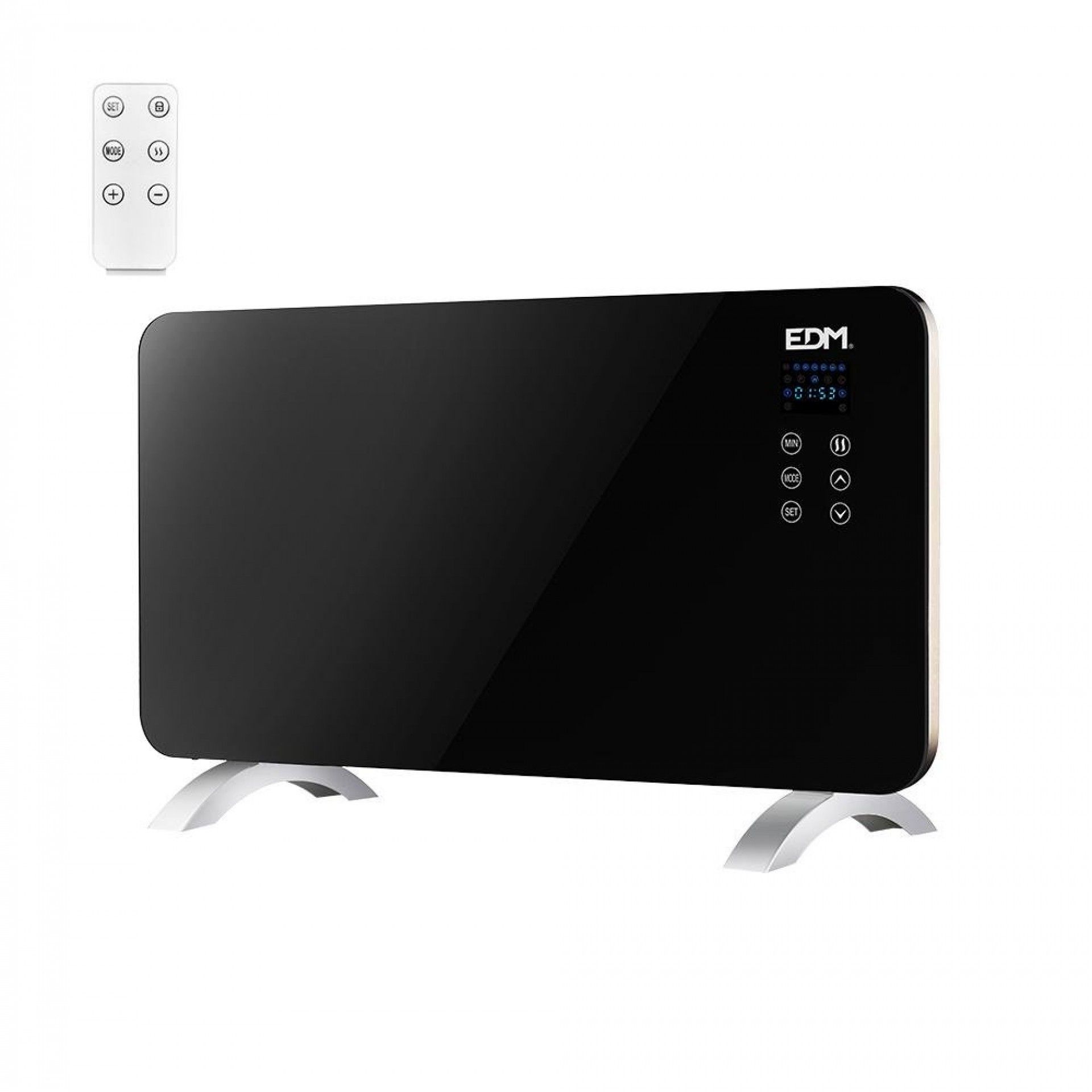 Aquecedor convector com frontal de vidro 1500w refª 07182 EDM