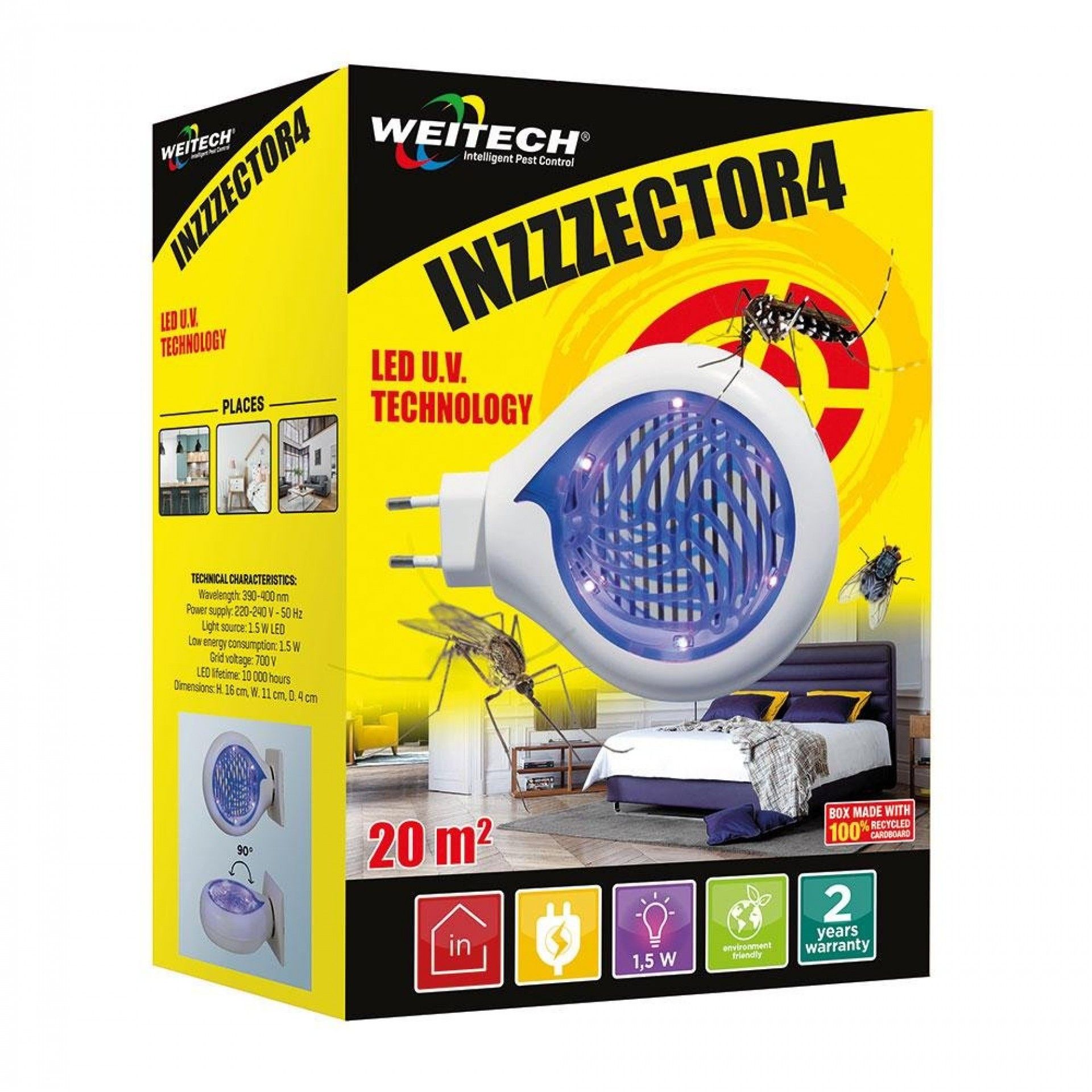 Mata-insetos inzzzector4 led u.v. refª 06133 WEITECH