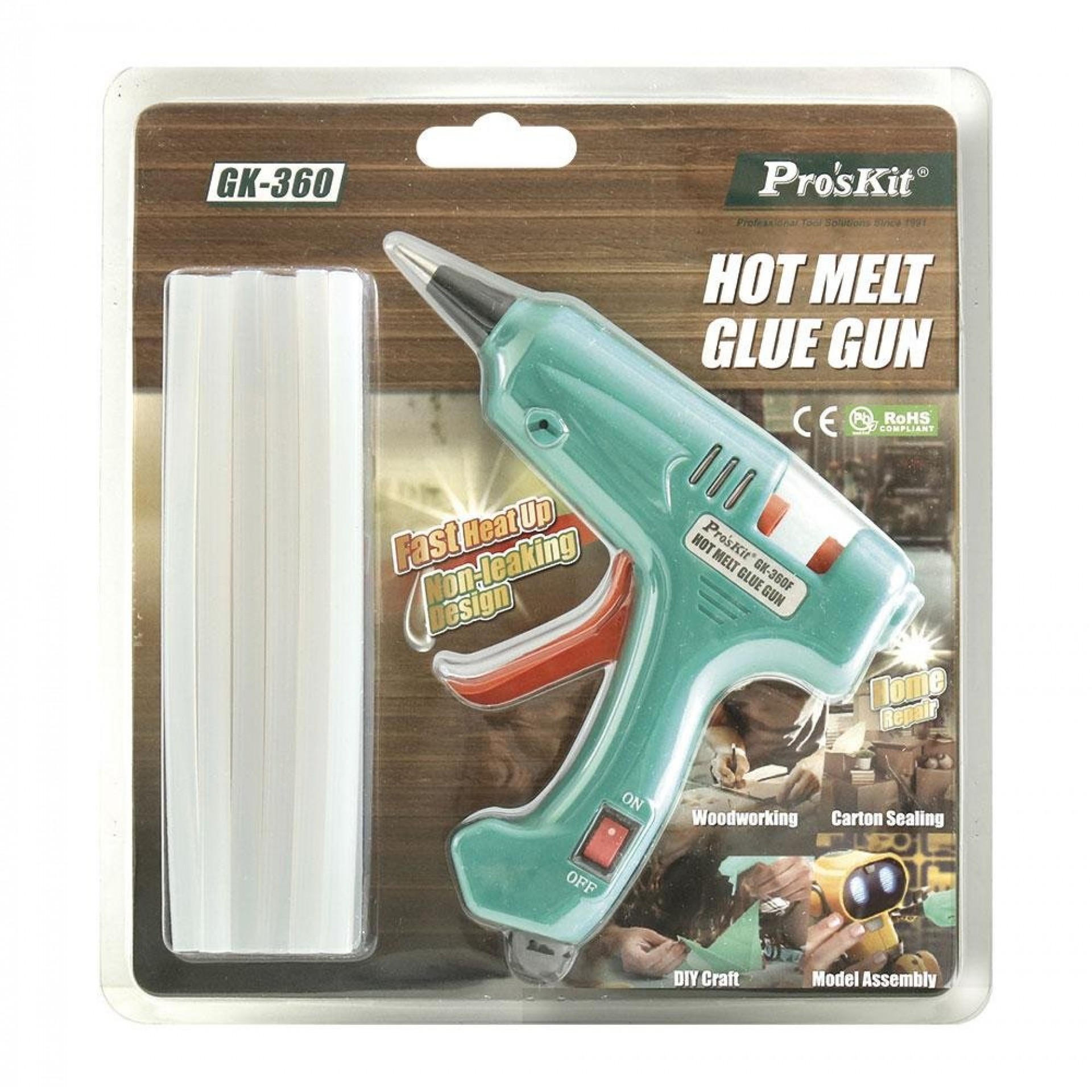 Pistola de cola por fusão 200w hrv8959 refª 02305 PROSKIT