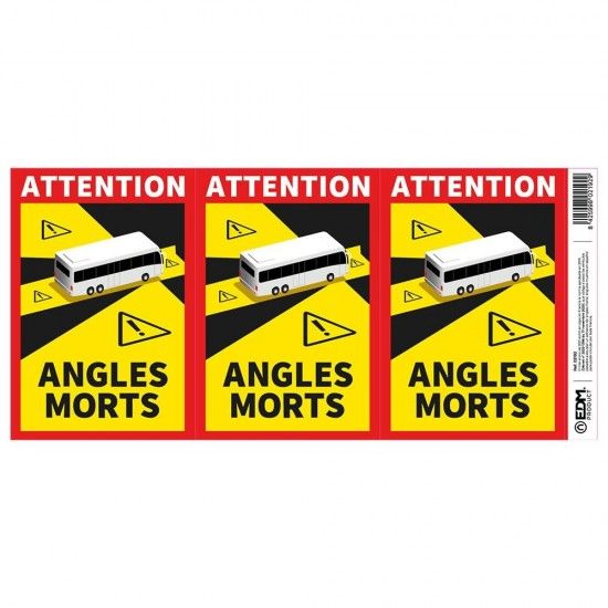 Pack 3 adesivos "angles morts" nibus 17x25cm ref 02192 EDM