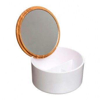 Caixa de armazenagem com espelho casa de banho bambu-branco coleao "natureo" ref 01857 5FIVE