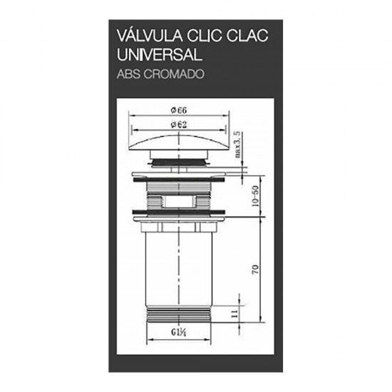 Válvula "clic-clac" universal de lavatório-bidé cromado (embalado) refª 01677 EDM Válvula "clic-clac" universal de lavatório-bidé cromado (embalado) refª 01677 EDM