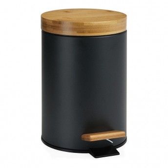 Caixote do lixo com pedal preto/bambu 3l ref 01542 ANDREA HOUSE