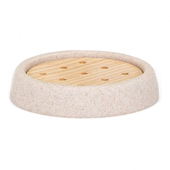 Saboneteira arenito e freixo �10.5x2cm ref� 01529 ANDREA HOUSE