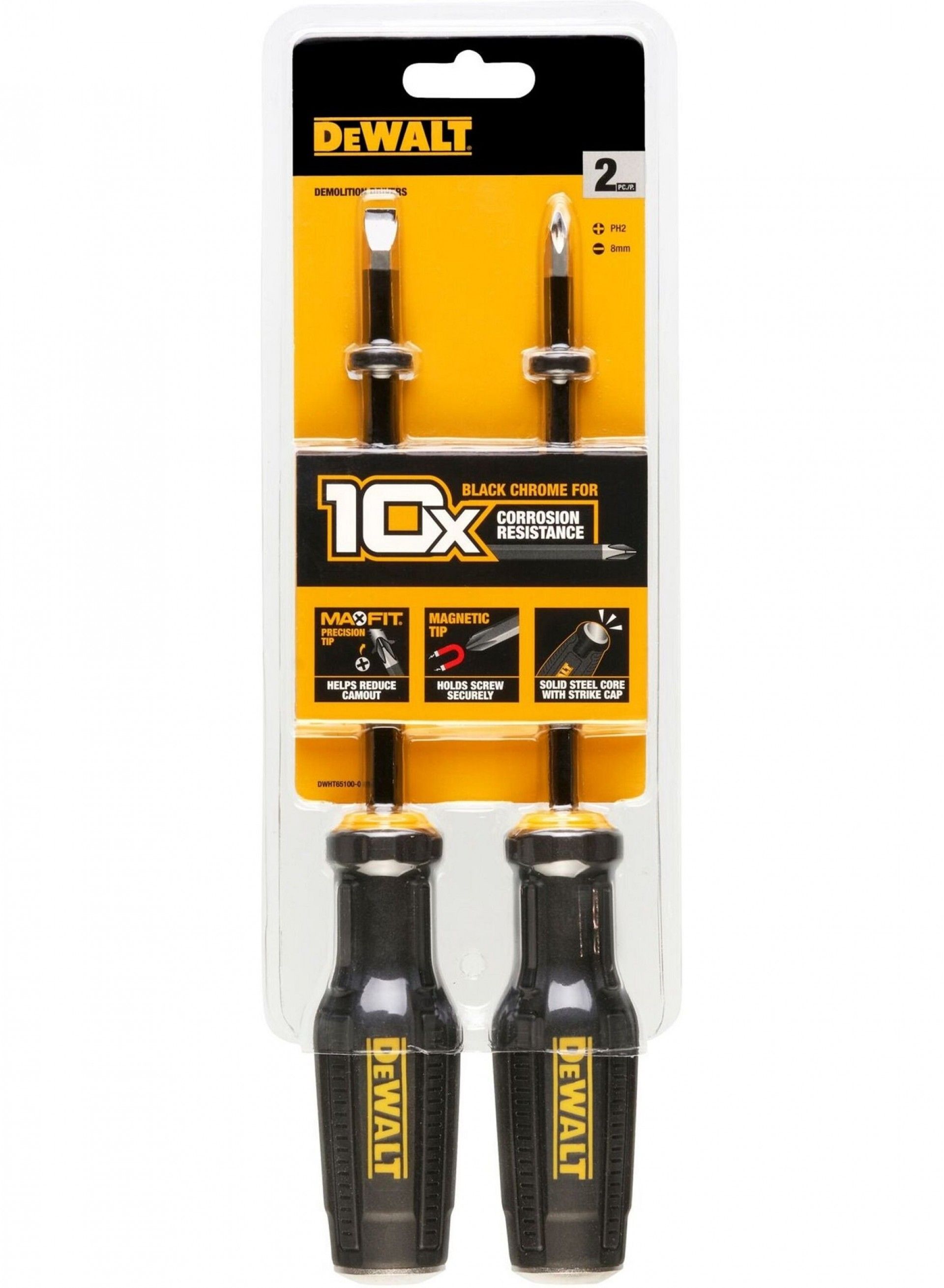 Kit 2 chaves punho (fendas e PH) refª DWHT65100-0 DEWALT
