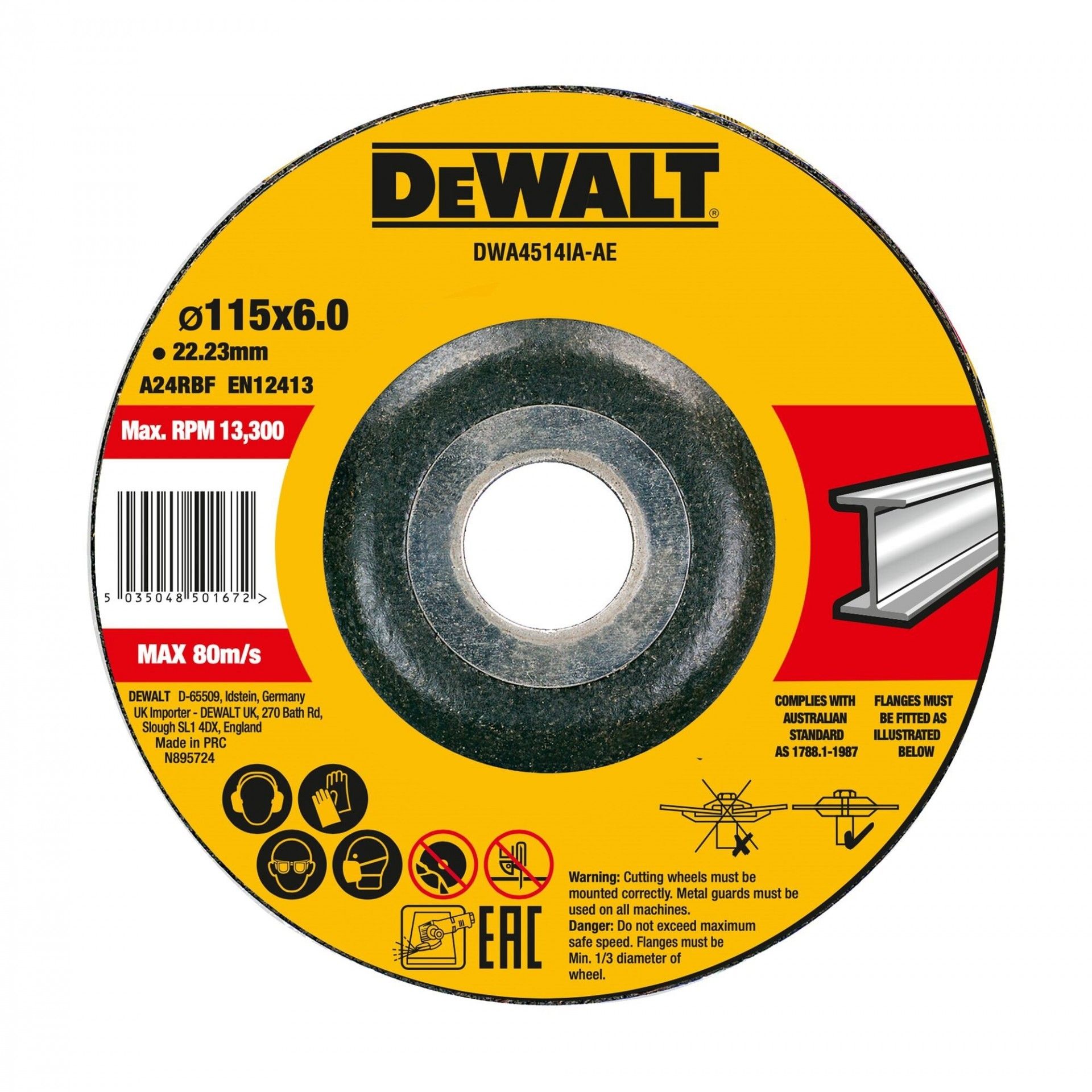 Disco rebarbar metal Ø115x6mm refª DWA4514IA-AE DEWALT