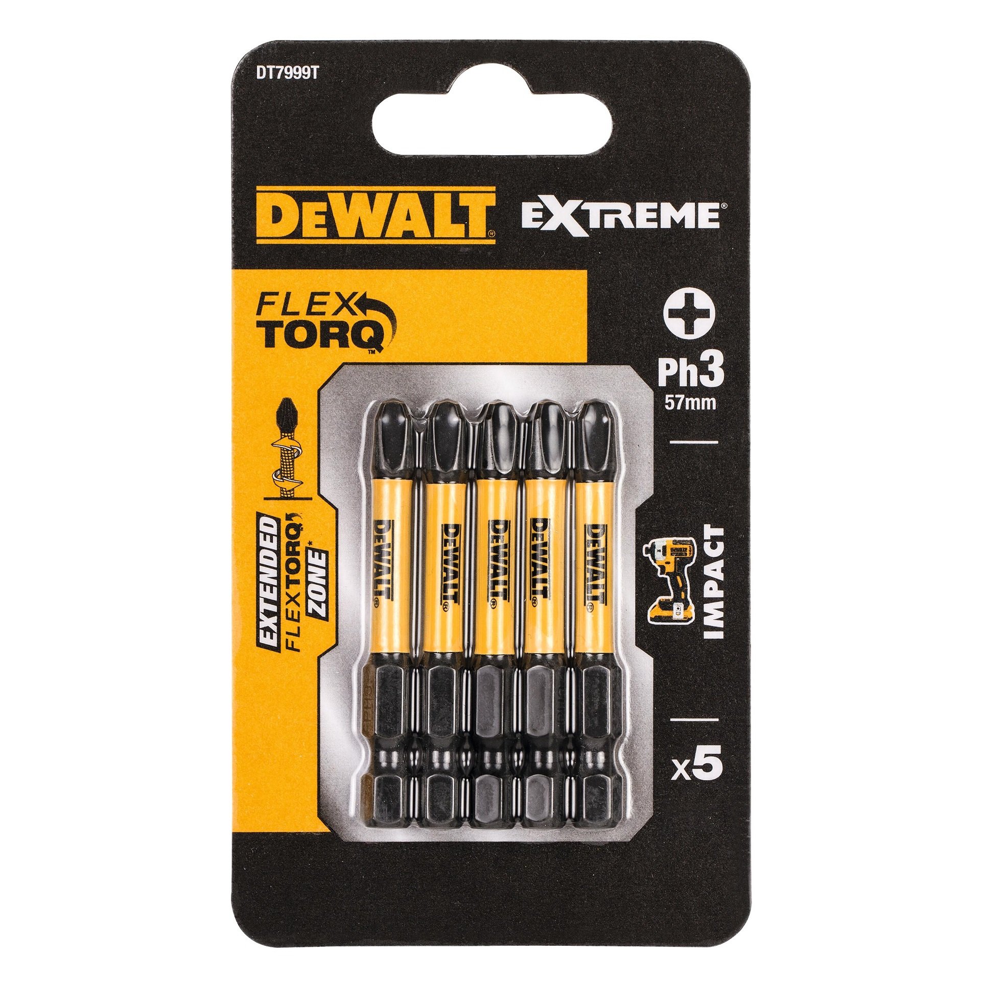 Pontas Torção de Impacto 5 x PH3 refª DT7999T-QZ DEWALT