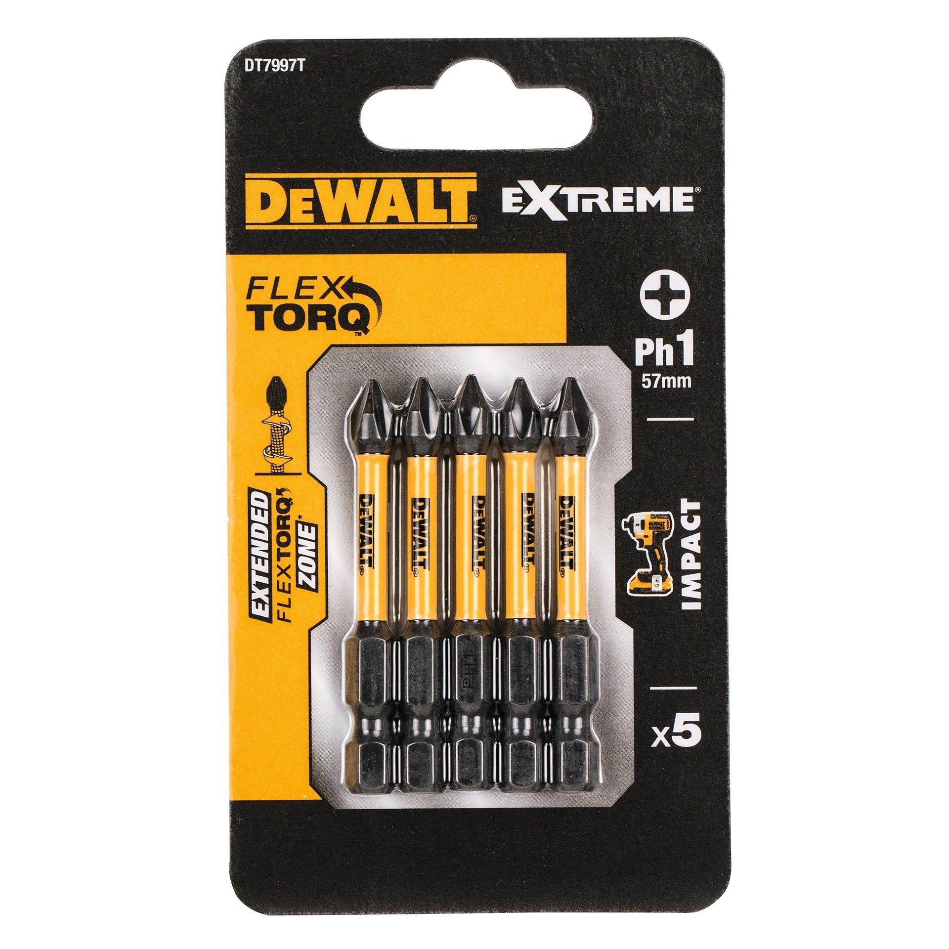 Pontas Torção de Impacto 5 x PH1 refª DT7997T-QZ DEWALT