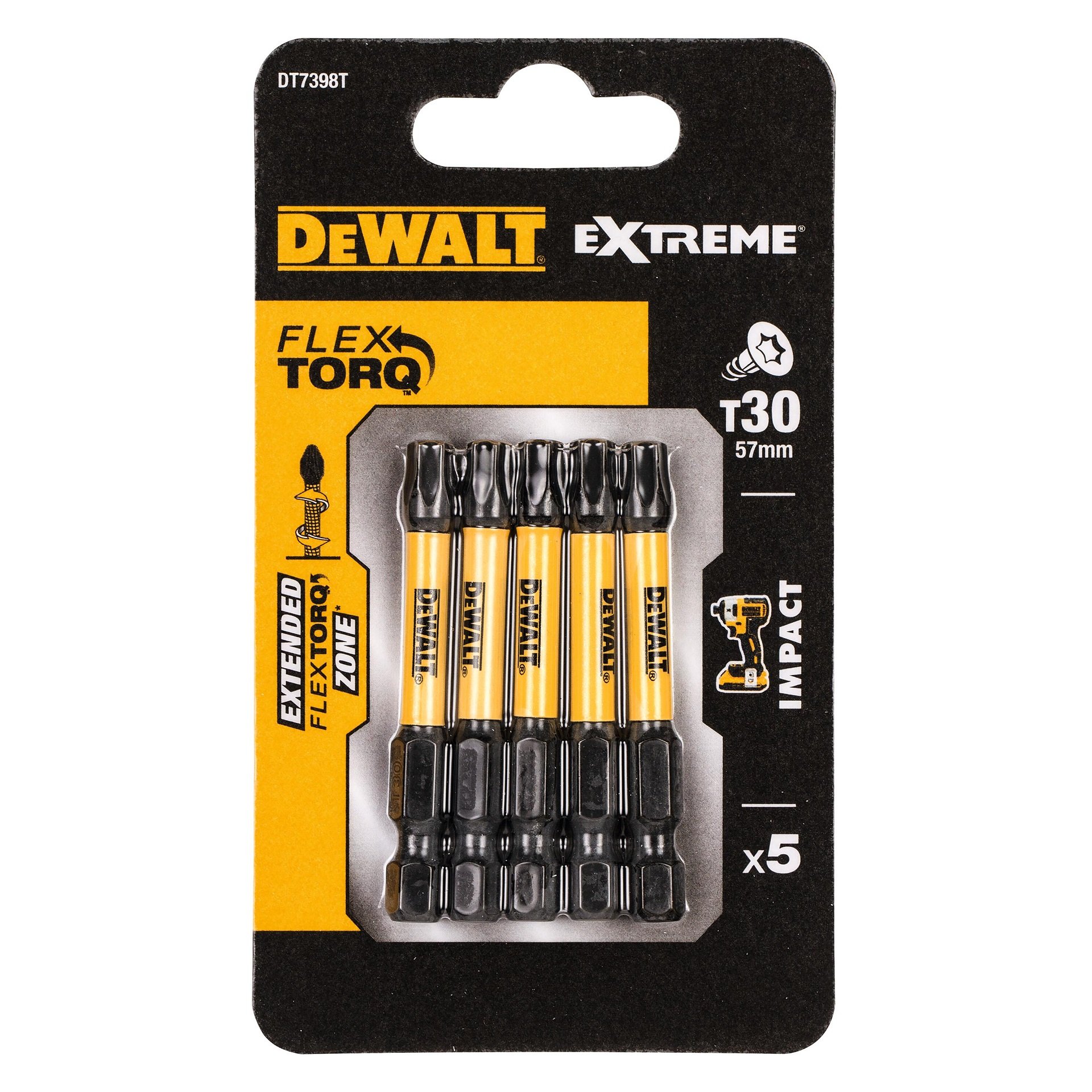 Pontas Torção de Impacto 5 x T30 refª DT7398T-QZ DEWALT