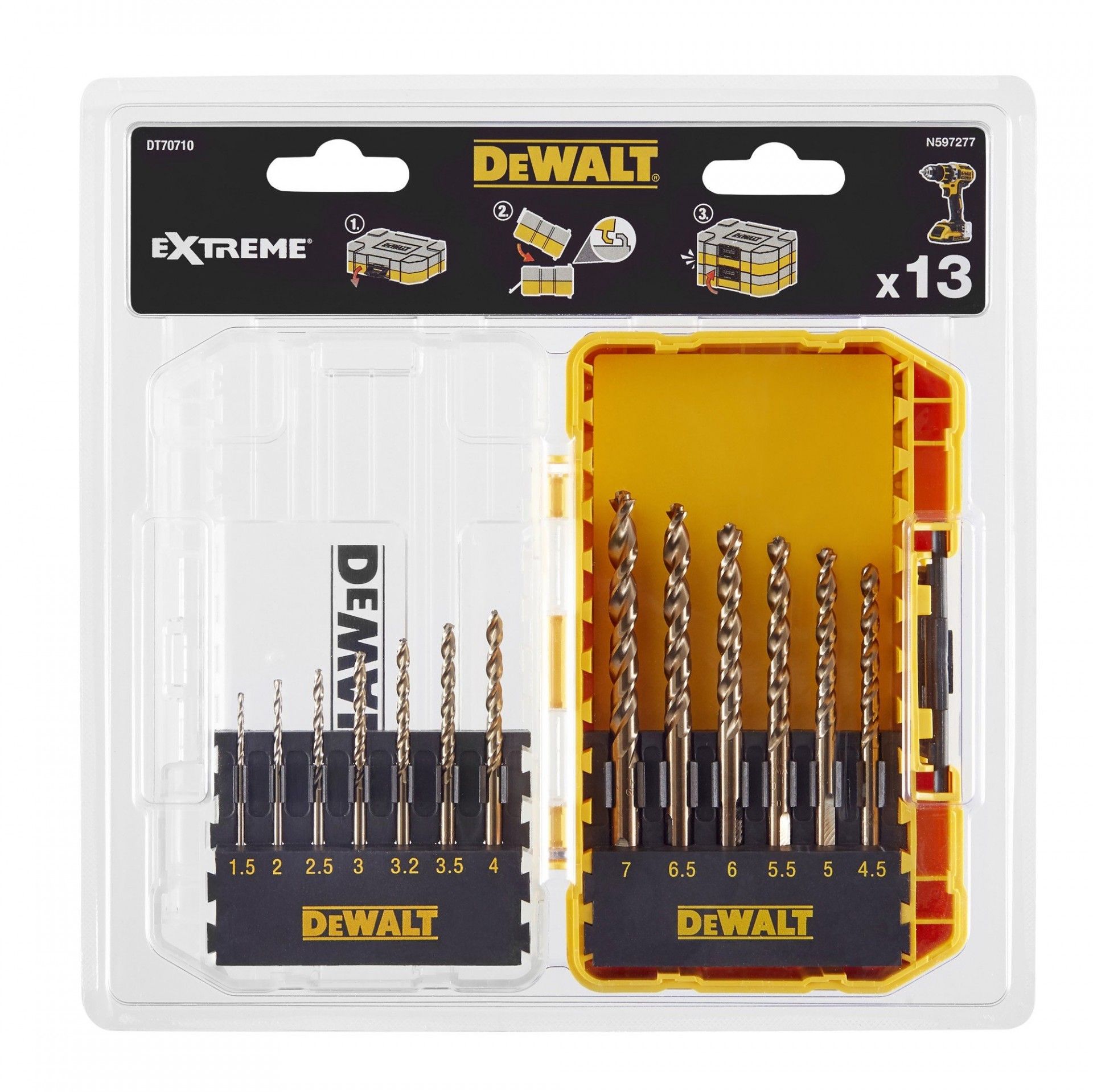 Tough Case pequena com 13 brocas para metal EXTREME 2 refª DT70710-QZ DEWALT