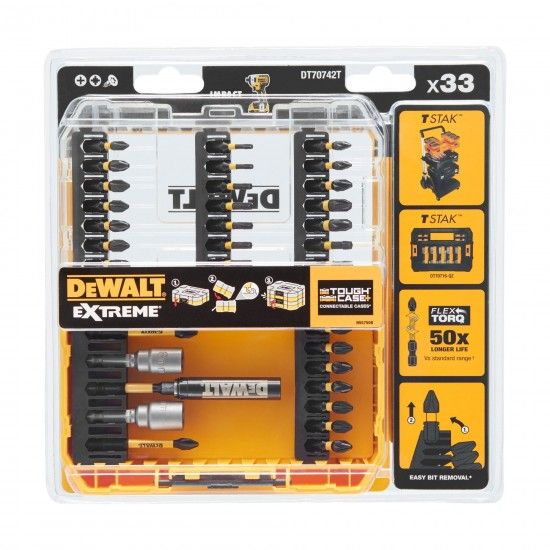 Jogo de 33 pe�as para aparafusar FLEXTORQ ref� DT70742T-QZ DEWALT
