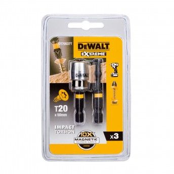 Pontas Toro de Impacto 2 x T20 e adaptador magntico com fechamento ref DT70537T-QZ DEWALT