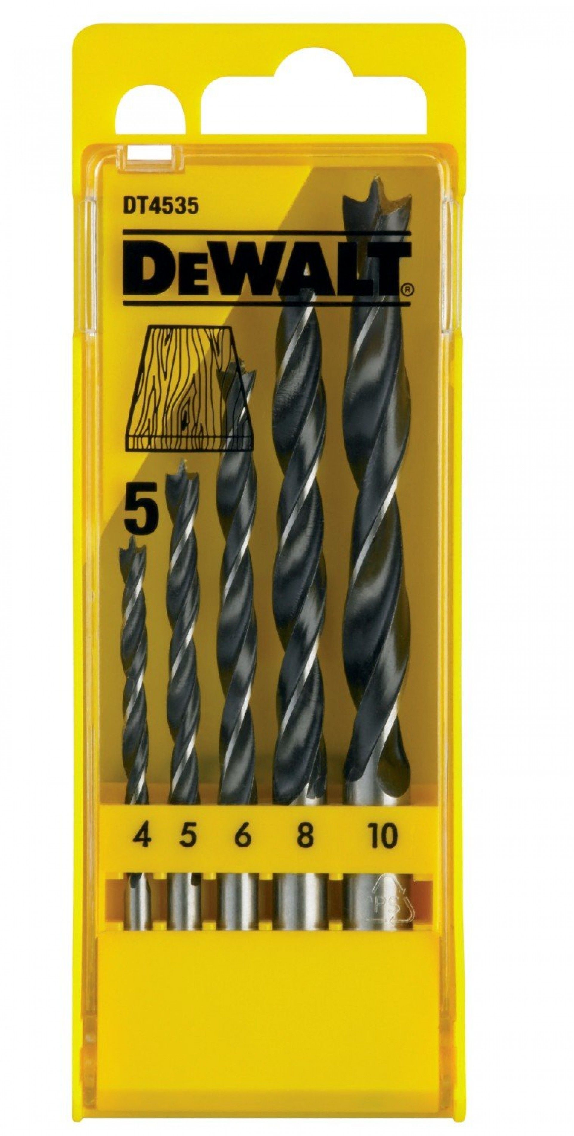 Kit brocas madeira 4, 5, 6, 8, 10mm refª DT4535-QZ DEWALT