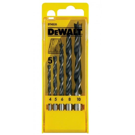 Kit brocas madeira 4, 5, 6, 8, 10mm refª DT4535-QZ DEWALT Kit brocas madeira 4, 5, 6, 8, 10mm refª DT4535-QZ DEWALT