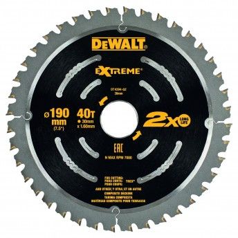Lâmina de serra circular para pavimentos compostos 190mm refª DT4394-QZ DEWALT Lâmina de serra circular para pavimentos compostos 190mm refª DT4394-QZ DEWALT
