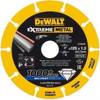 Disco de corte com a borda diamantado Extreme Metal 125x1.3x22.3 milmetros ref DT40252-QZ DEWALT
