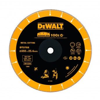 Disco de diamante para cortar metais de 355mm de dimetro e 25,4 mm ref DT3752-QZ DEWALT