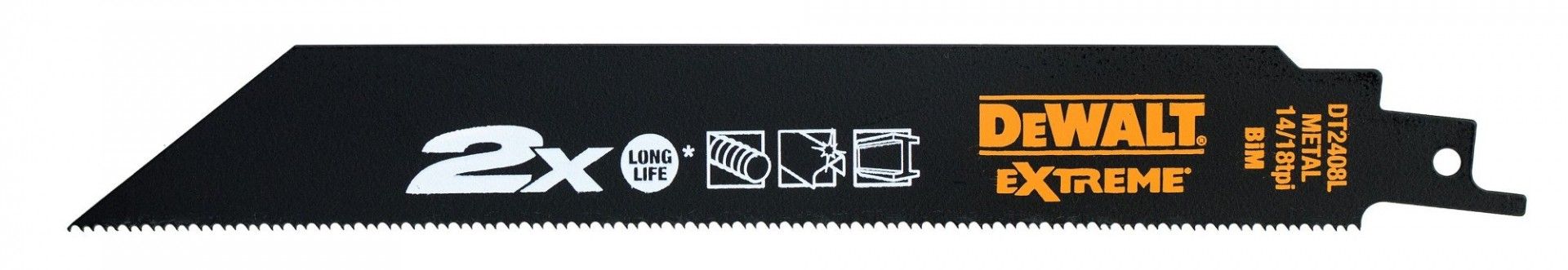 Lâmina de serra sabre bi-metal Extreme 2X, comprimento: 203mm, passo dente: 1.8-1.4 mm para metal re