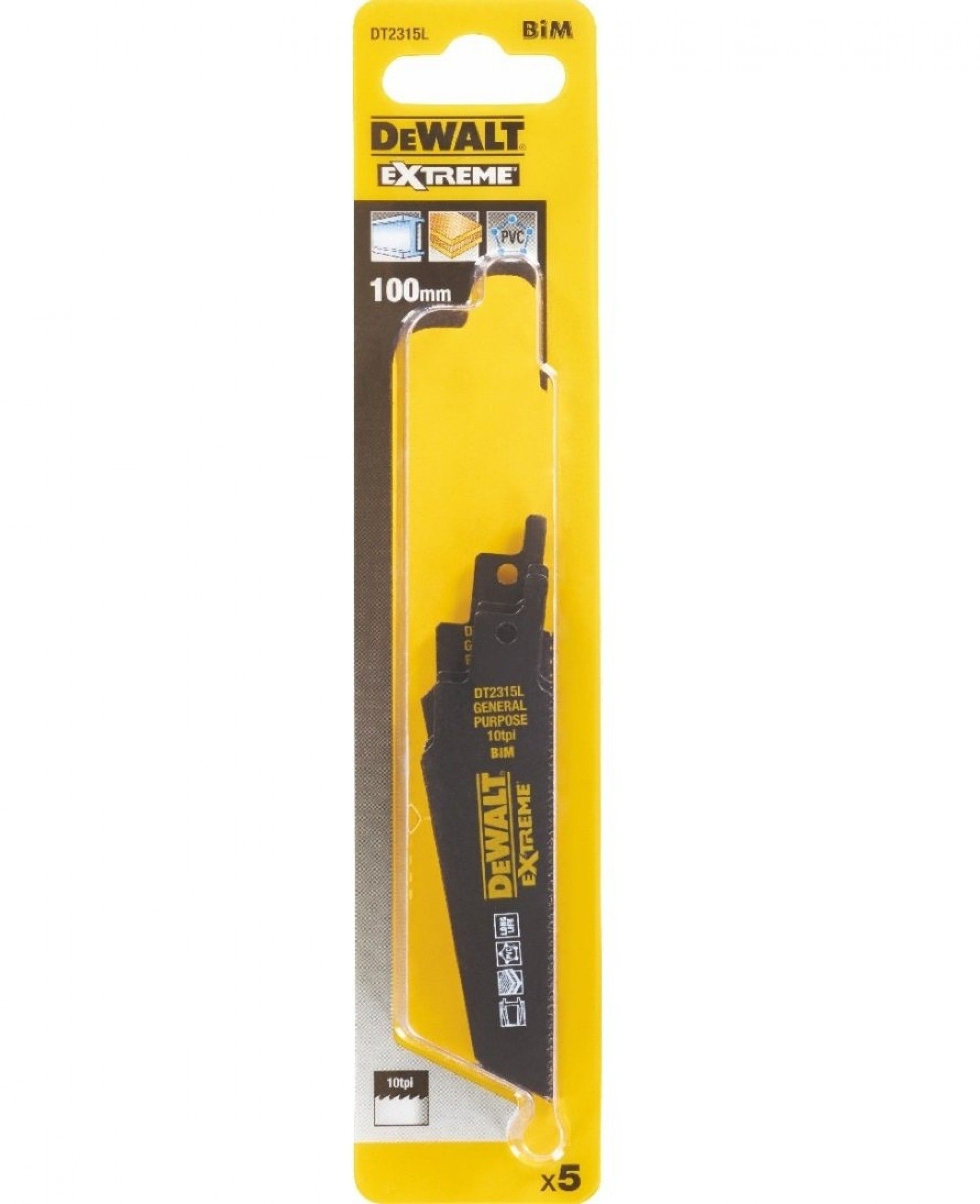 Lâmina de serra sabre bi-metal Extreme 2X de demolição - 100mm - 1mm refª DT2315L-QZ DEWALT
