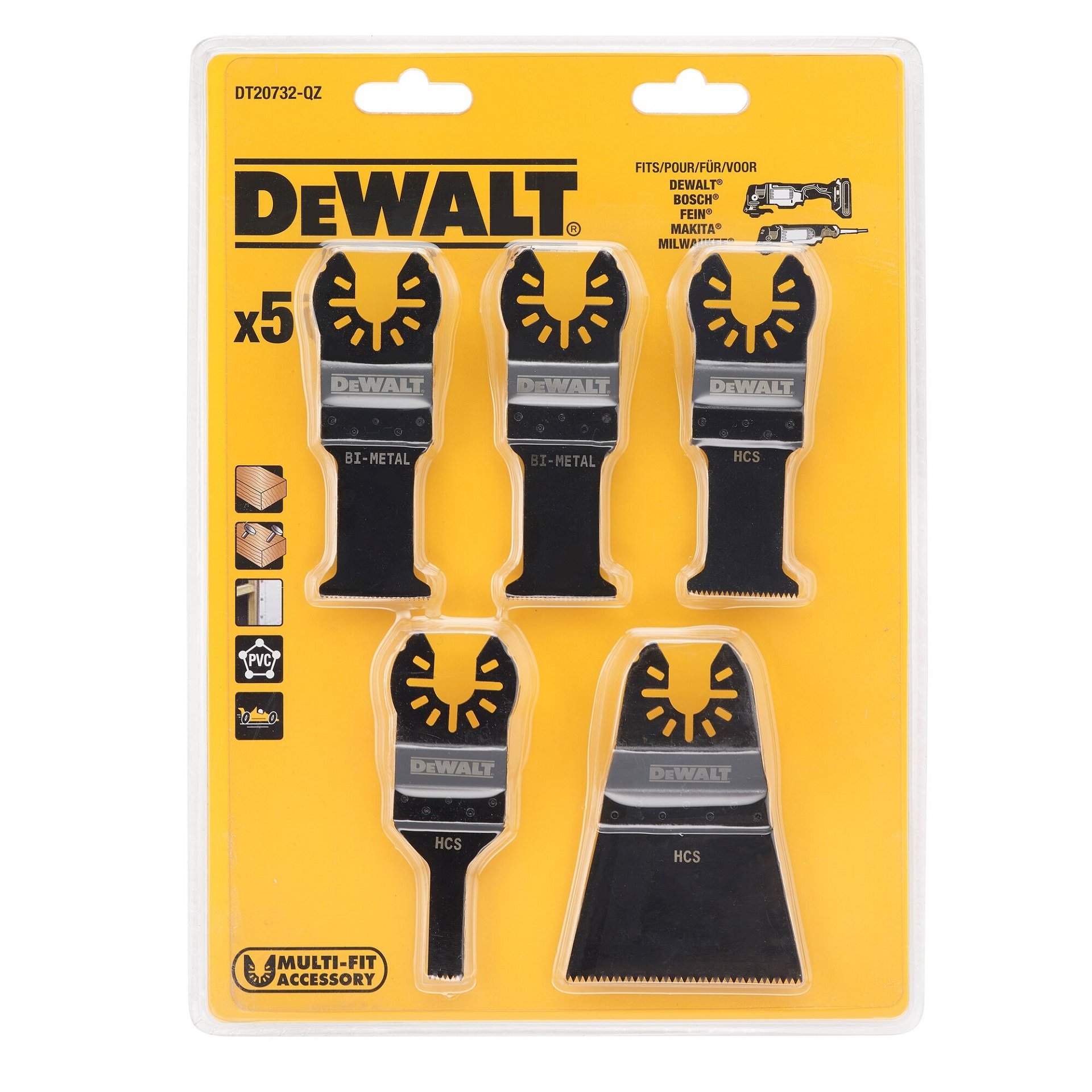 KIT ACESSÓRIOS P/MULTI-FUNÇÕES 5PÇ refª DT20732-QZ DEWALT