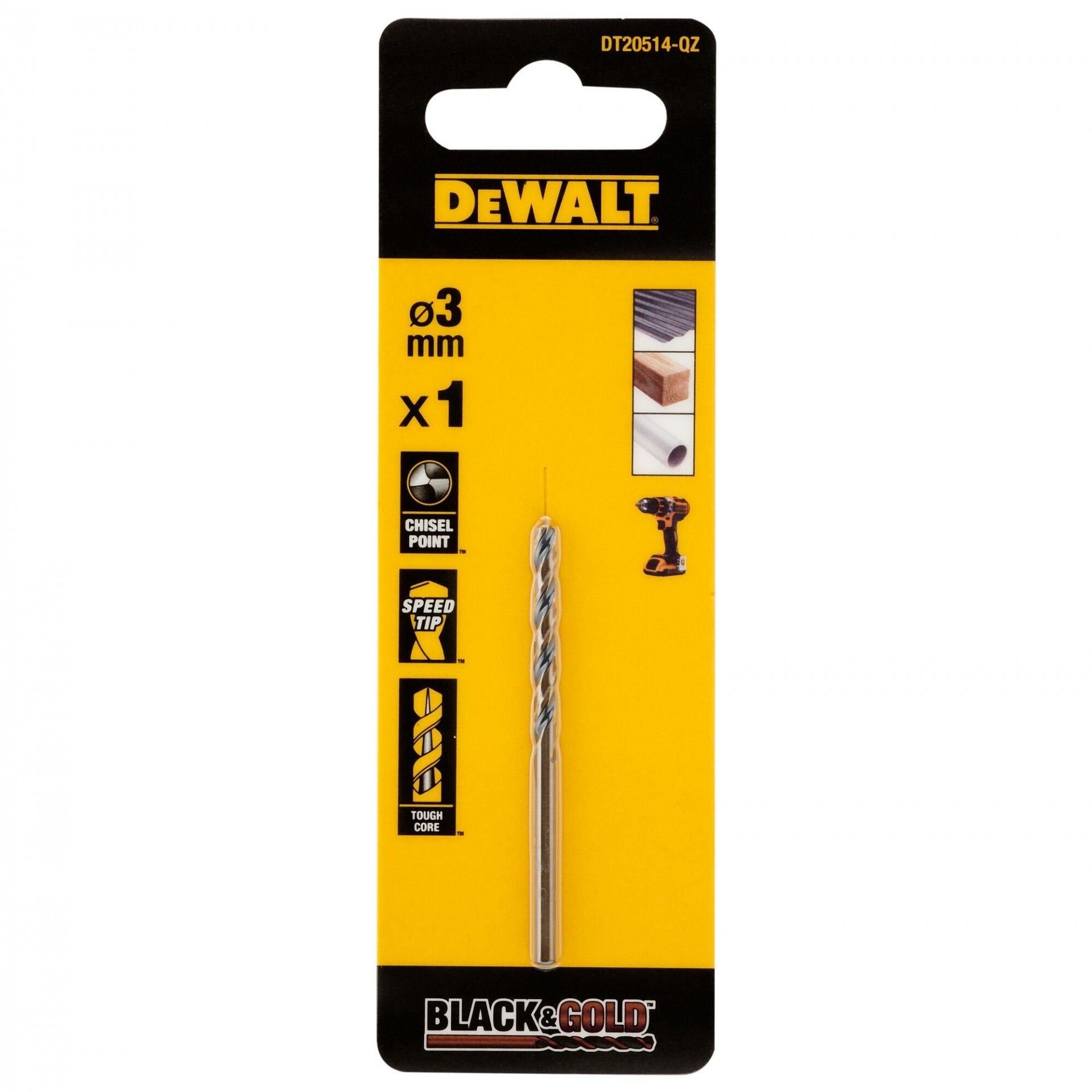 Broca Black & Gold 3mm refª DT20514-QZ DEWALT
