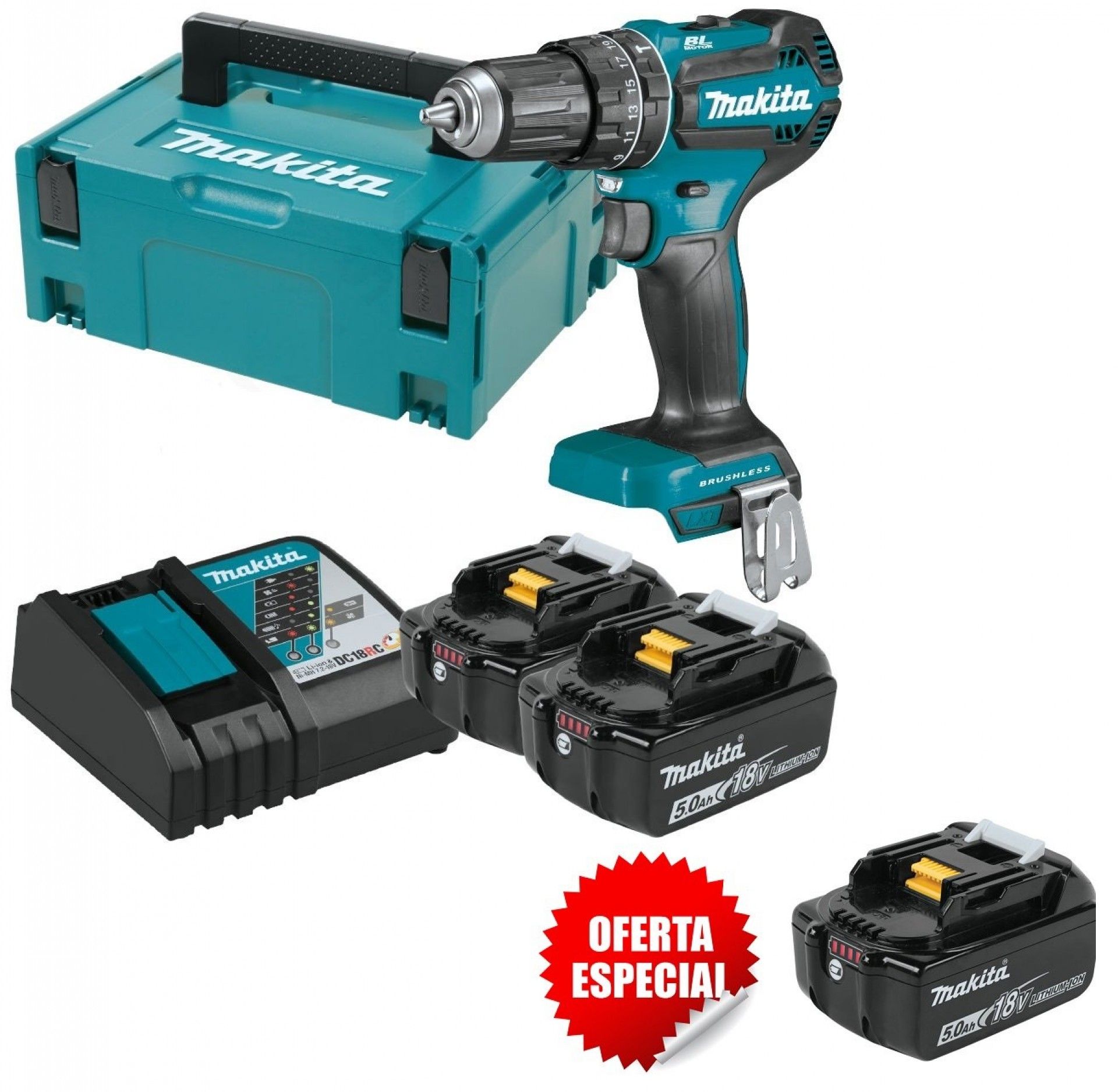 Berbequim percutor BL 18V LXT 50Nm 5 DHP485RTJ PROMO Makita