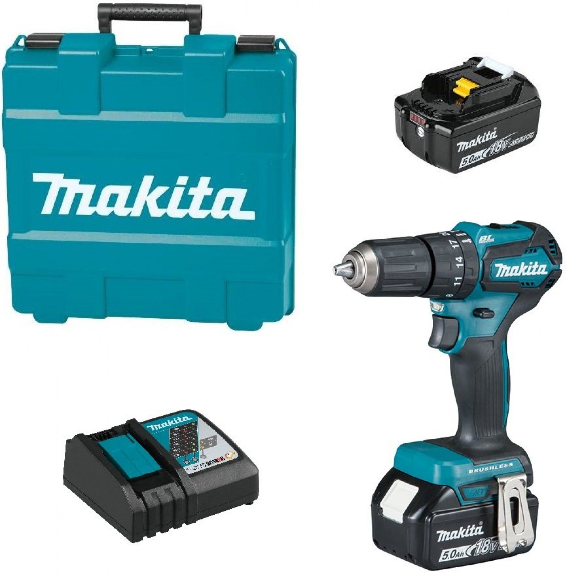 Aparafusadora c/percussão BL 18V LXT 40Nm 5 DHP483RTE Makita