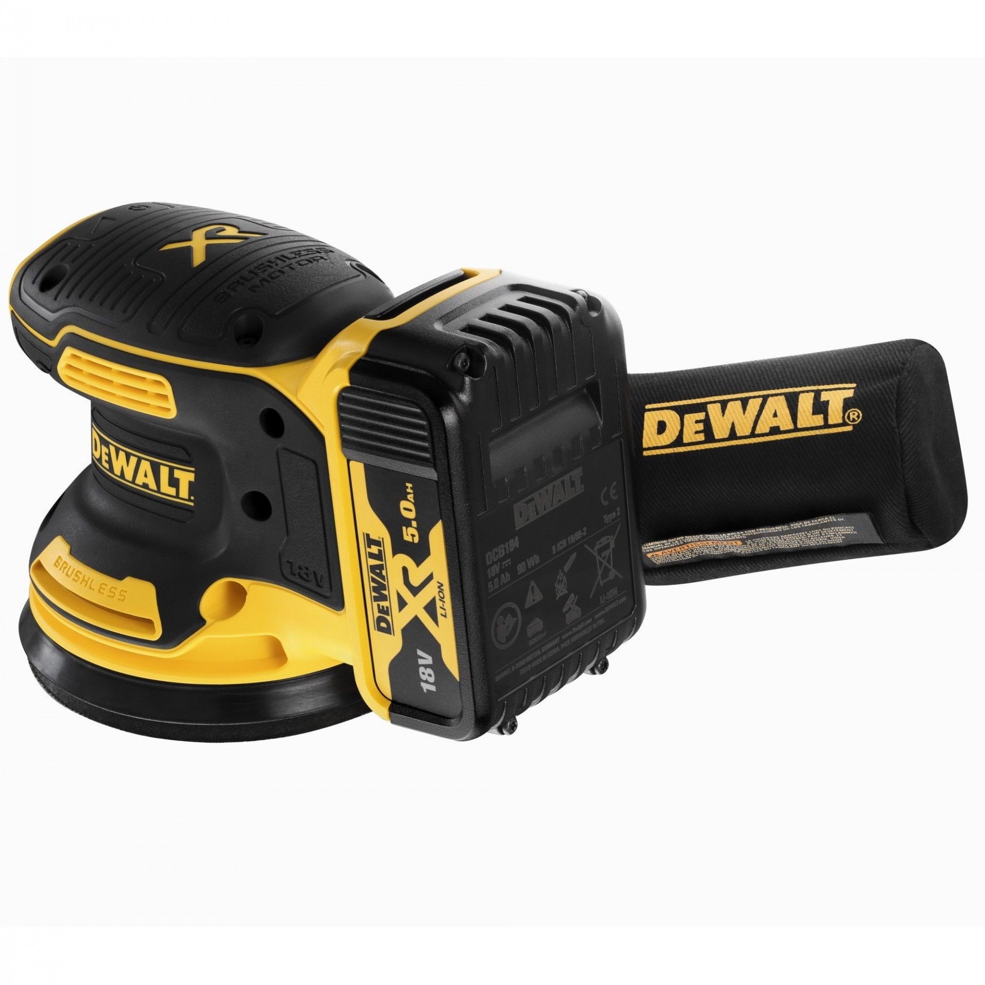 Lixadora Rotorbital sem escovas XR 18V com 2 baterias Li-Ion 5,0 Ah refª DCW210P2-QW DEWALT