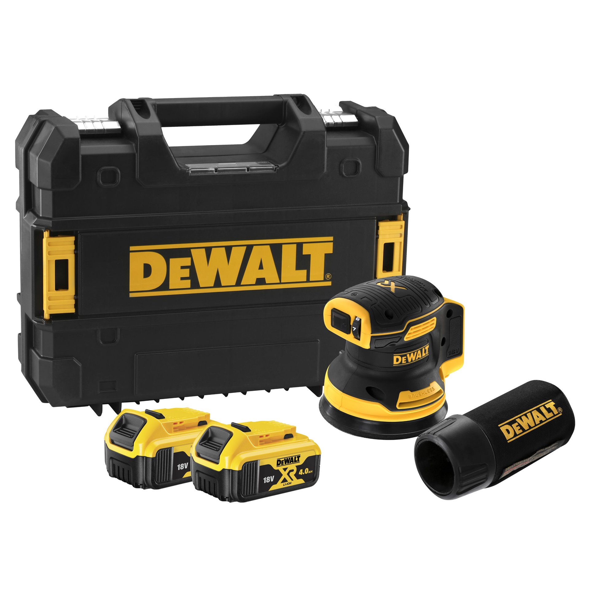 Lixadora Rotorbital sem escovas XR 18V com 2 baterias Li-Ion 5,0 Ah refª DCW210P2-QW DEWALT