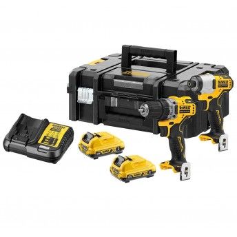 Kit Aparafusadora DCD701 + Aparafusadora Impacto DCF801 c/mala Tstak ref DCK2110L2T-QW DEWALT