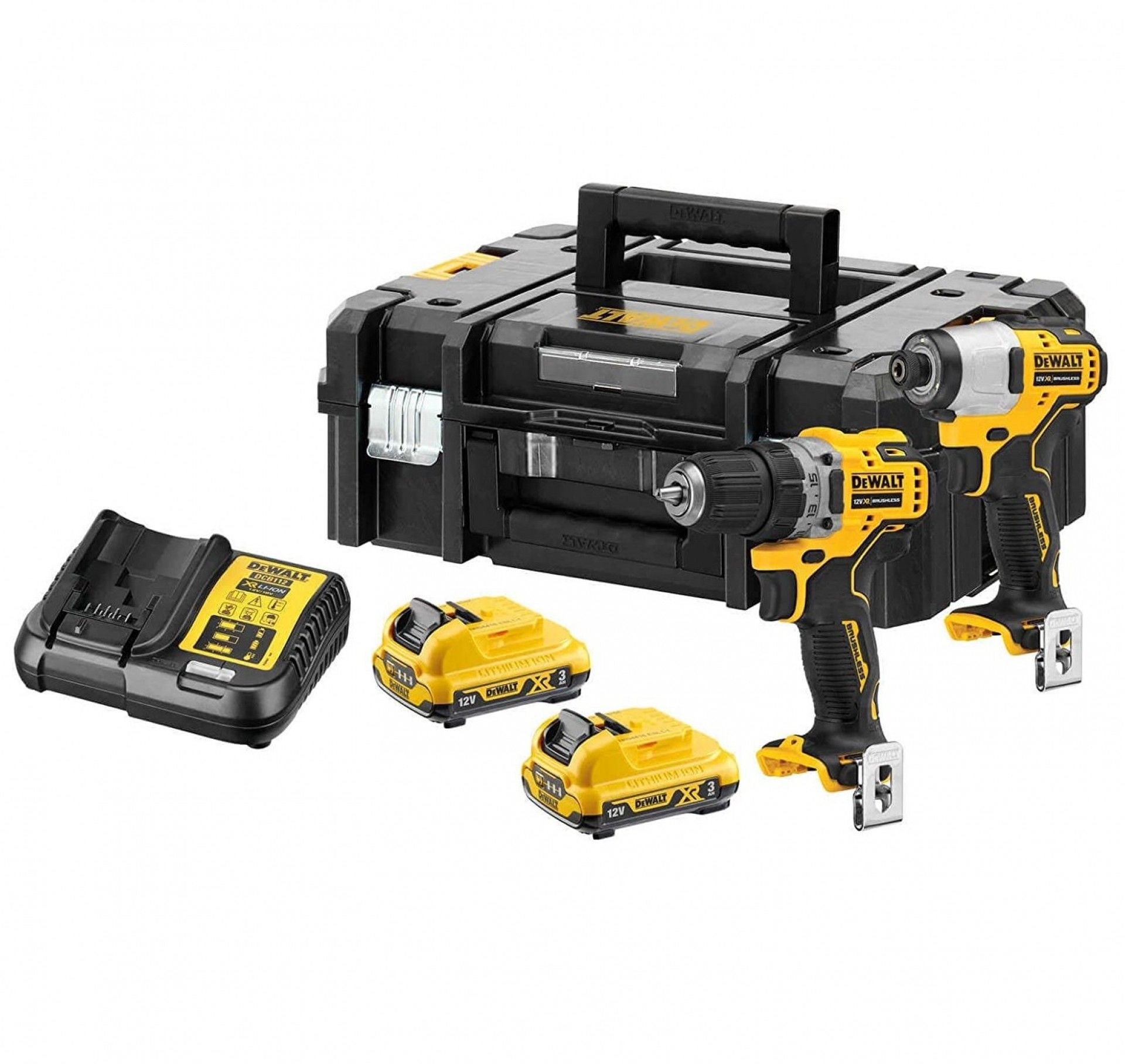 Kit Aparafusadora DCD701 + Aparafusadora Impacto DCF801 c/mala Tstak refª DCK2110L2T-QW DEWALT