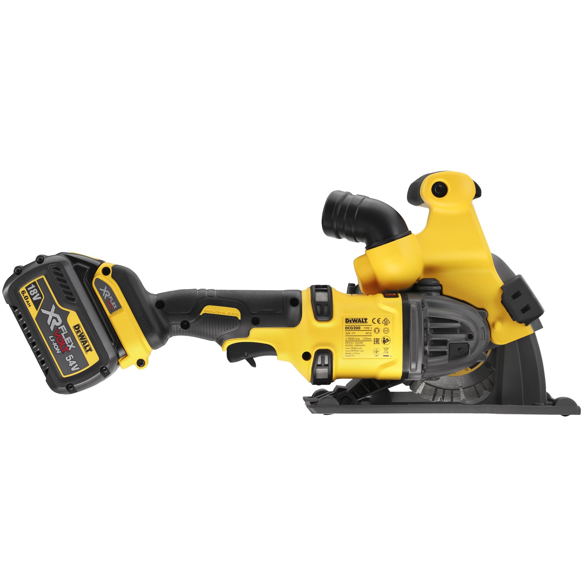 Máquina abrir roços sem escovas XR FLEXVOLT 54V Li-Ion 6Ah refª DCG200T2-QW DEWALT