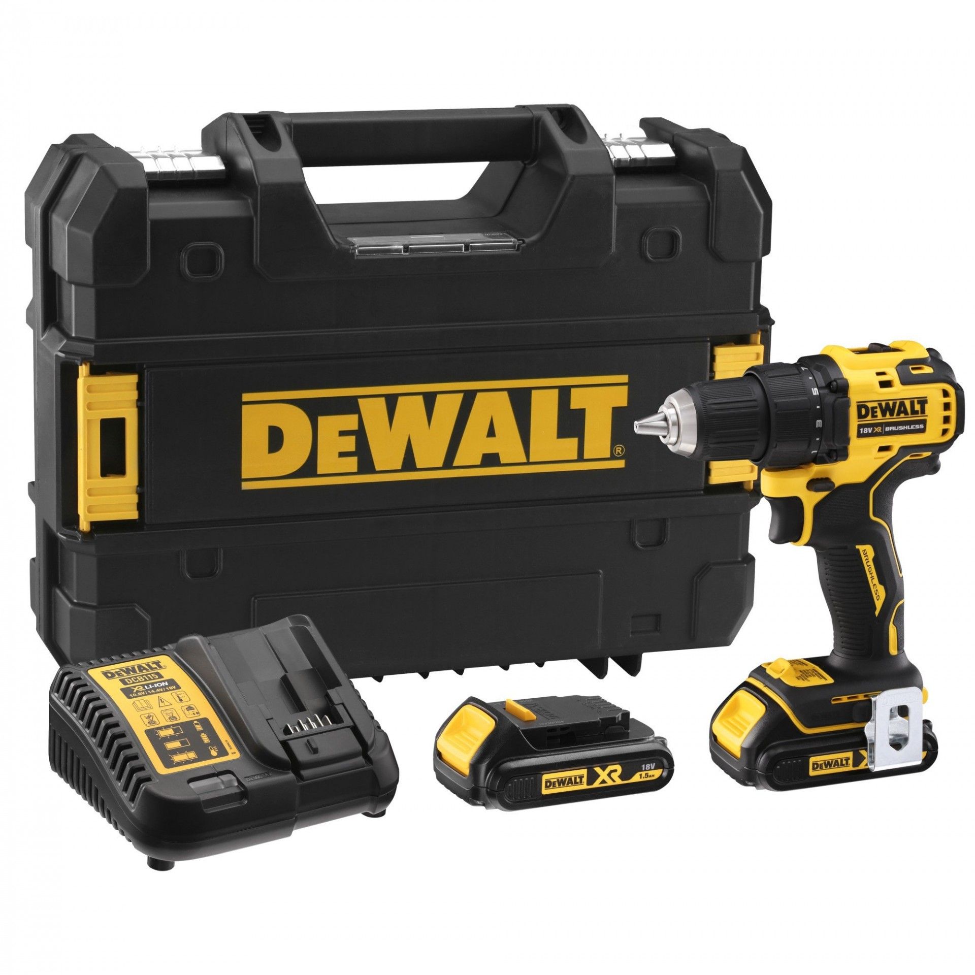 Aparafusadora sem escovas 18V com 2 baterias Li-Ion 1,5 Ah refª DCD708S2T-QW DEWALT