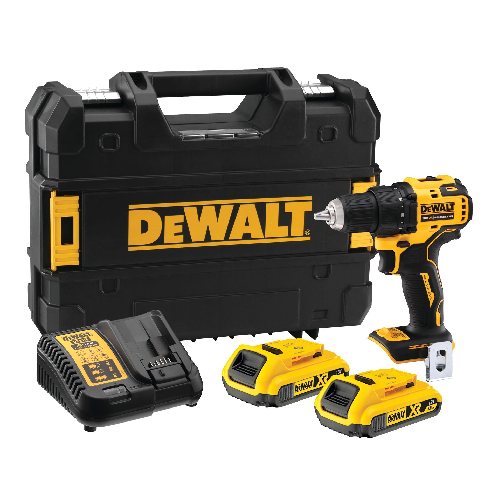 Aparafusadora sem escovas 18V com 2 baterias Li-Ion 2,0 Ah refª DCD708D2T-QW DEWALT