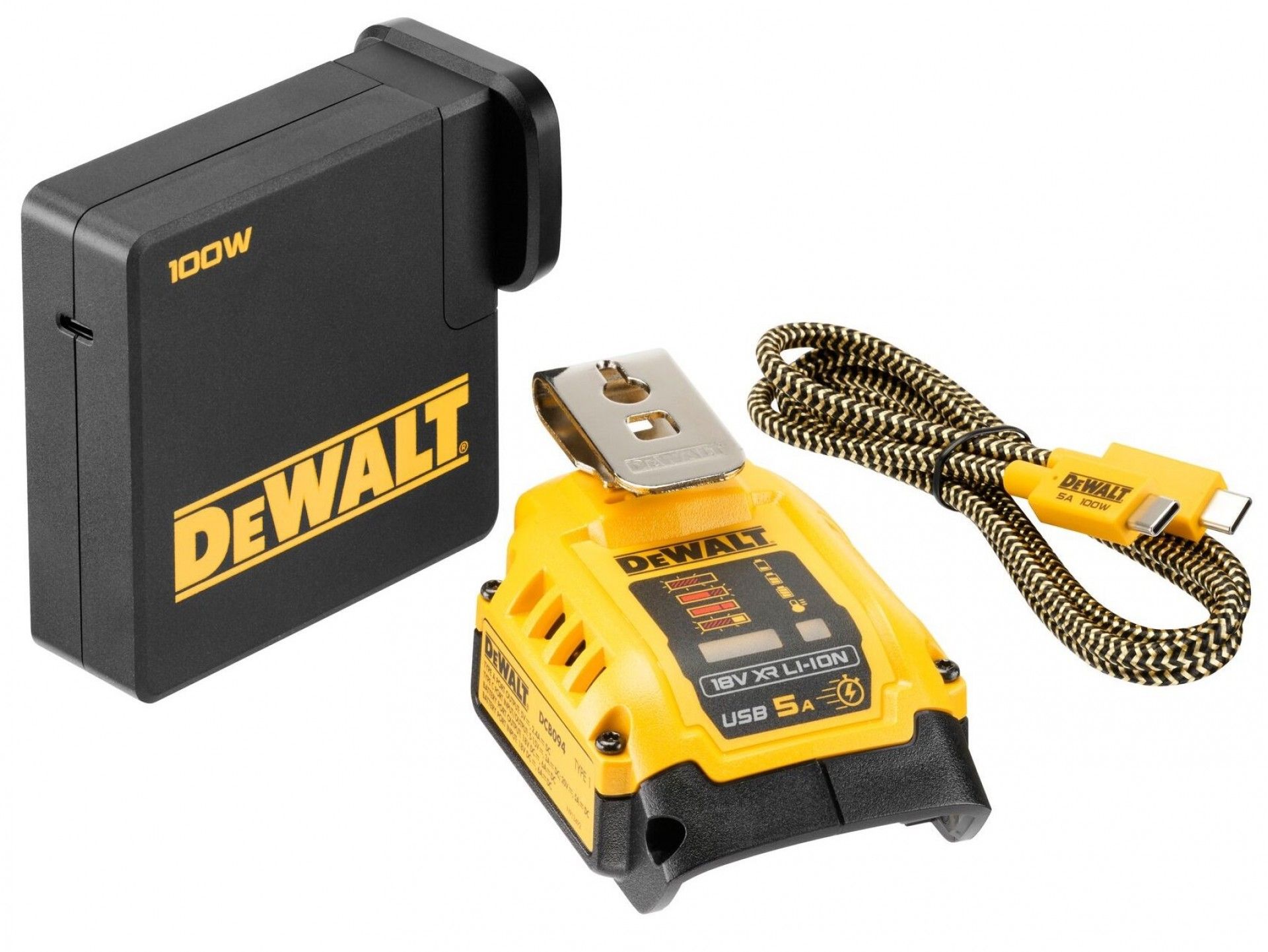 Carregador 5A p/ dispositivos e baterias com entrada e saída USB-C refª DCB094K-QW DEWALT