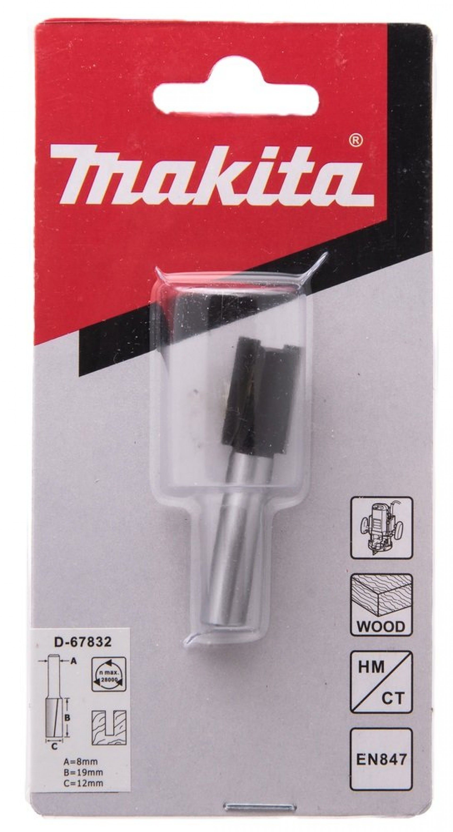 Fresa recta 12mm encabadouro 8mm refª D-67832 MAKITA