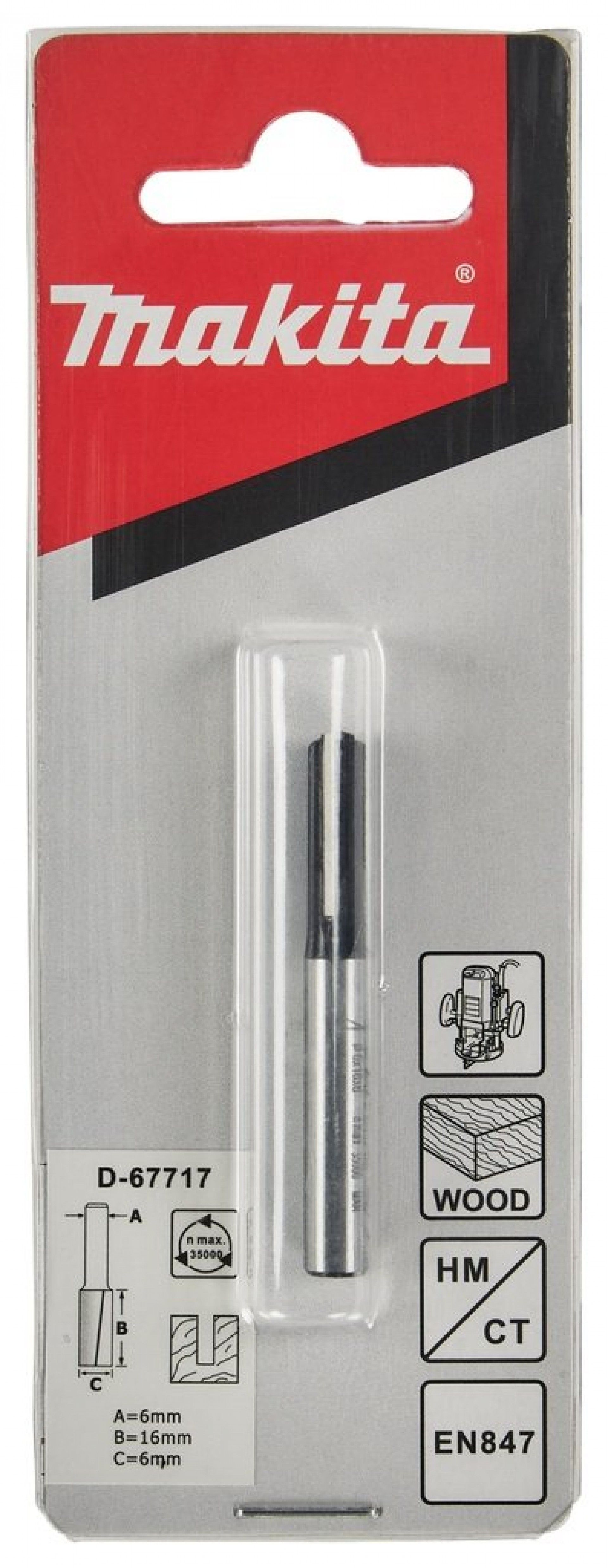 Fresa reta 6mm encabadouro 6mm refª D-67717 MAKITA