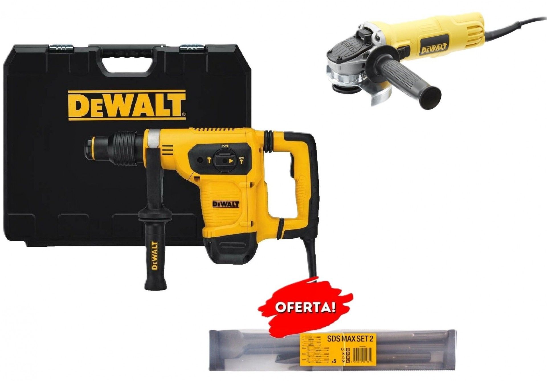 CONJUNTO MARTELO D25481K-QS + REBARBADORA DWE4056-QS +KIT PONTEIROS SDSMAXSET2-QZ CPROF447 DEWALT