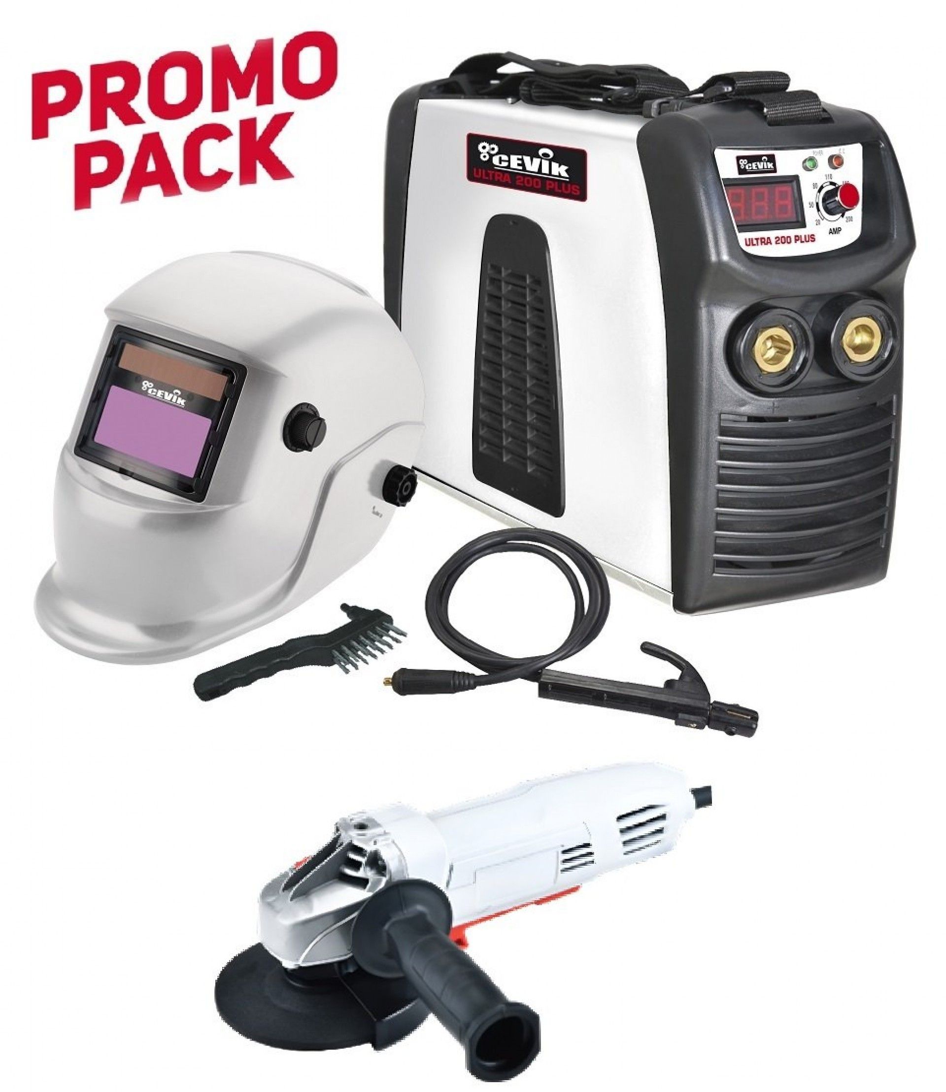 Inverter Ultra 200 Kit c/máscara e rebarbadora CEVIK