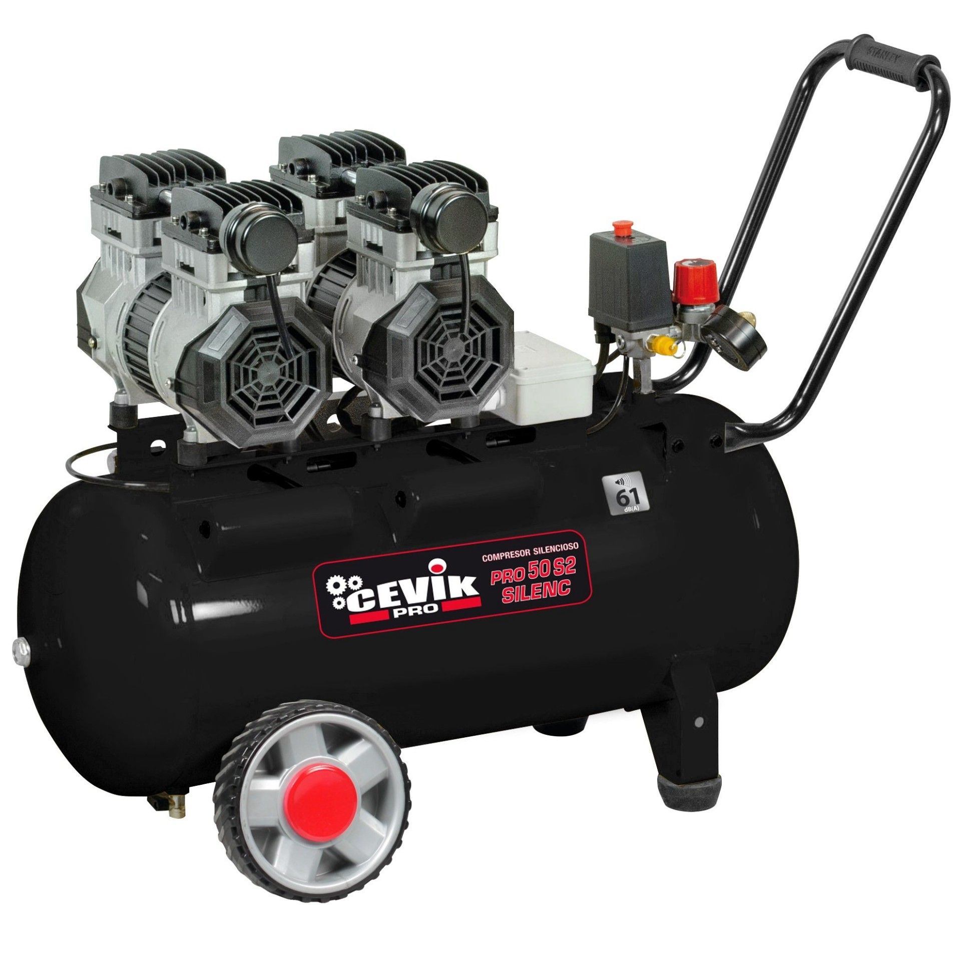 Compressor silencioso 50L 2.8Hp 2 Cabeças refª CA-PRO50S2 CEVIK