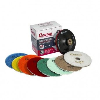Kit Suporte + 8 Discos de Diamante 100mm p/ Polir ref 62158 Cortag