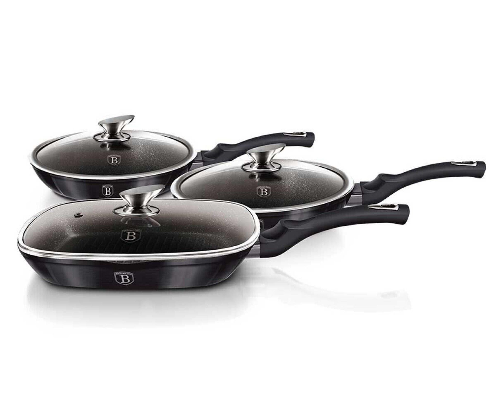 Conjunto Frigideiras com Grelhador, Com Tampa, Metallic Line Carbon Pro Edition refª BH-6923 MADER