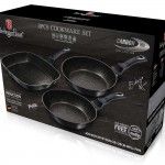 Set Frigideiras com Grelhador, 3 Pcs, Metallic Line Carbon Pro Edition ref� BH-6904 MADER