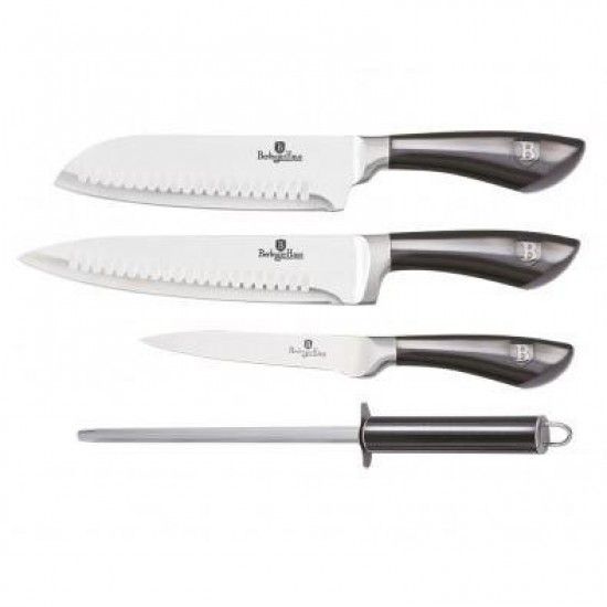 Set Facas e Afiador, 4 Pcs, Metallic Line Carbon Pro Edition ref BH-2497 MADER