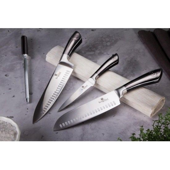 Set Facas e Afiador, 4 Pcs, Metallic Line Carbon Pro Edition ref� BH-2497 MADER