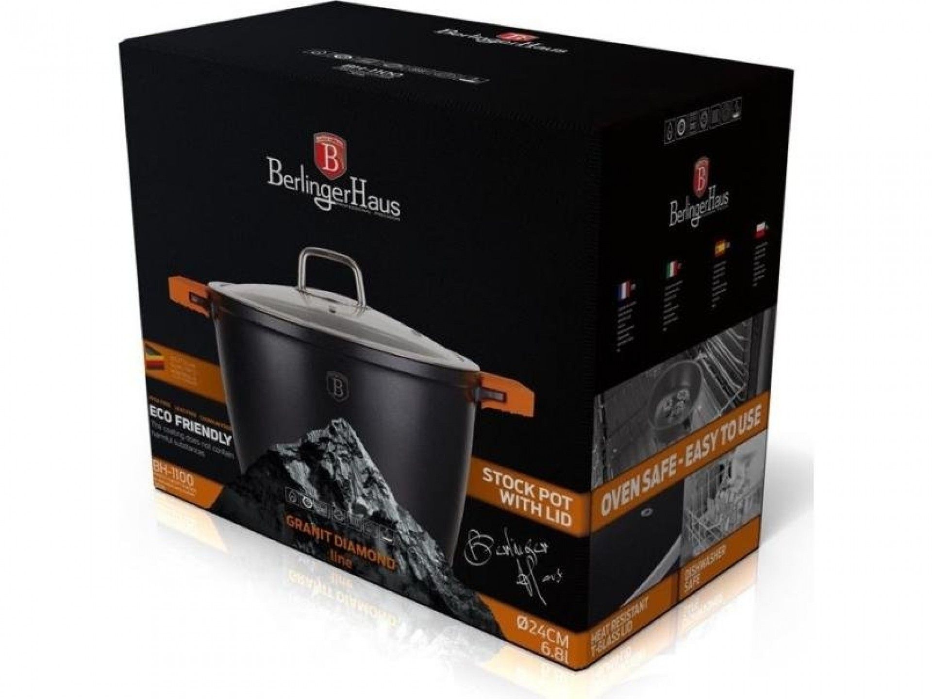 Panela com Tampa, 24 cm, Granit Diamond Line refª BH-1100N MADER