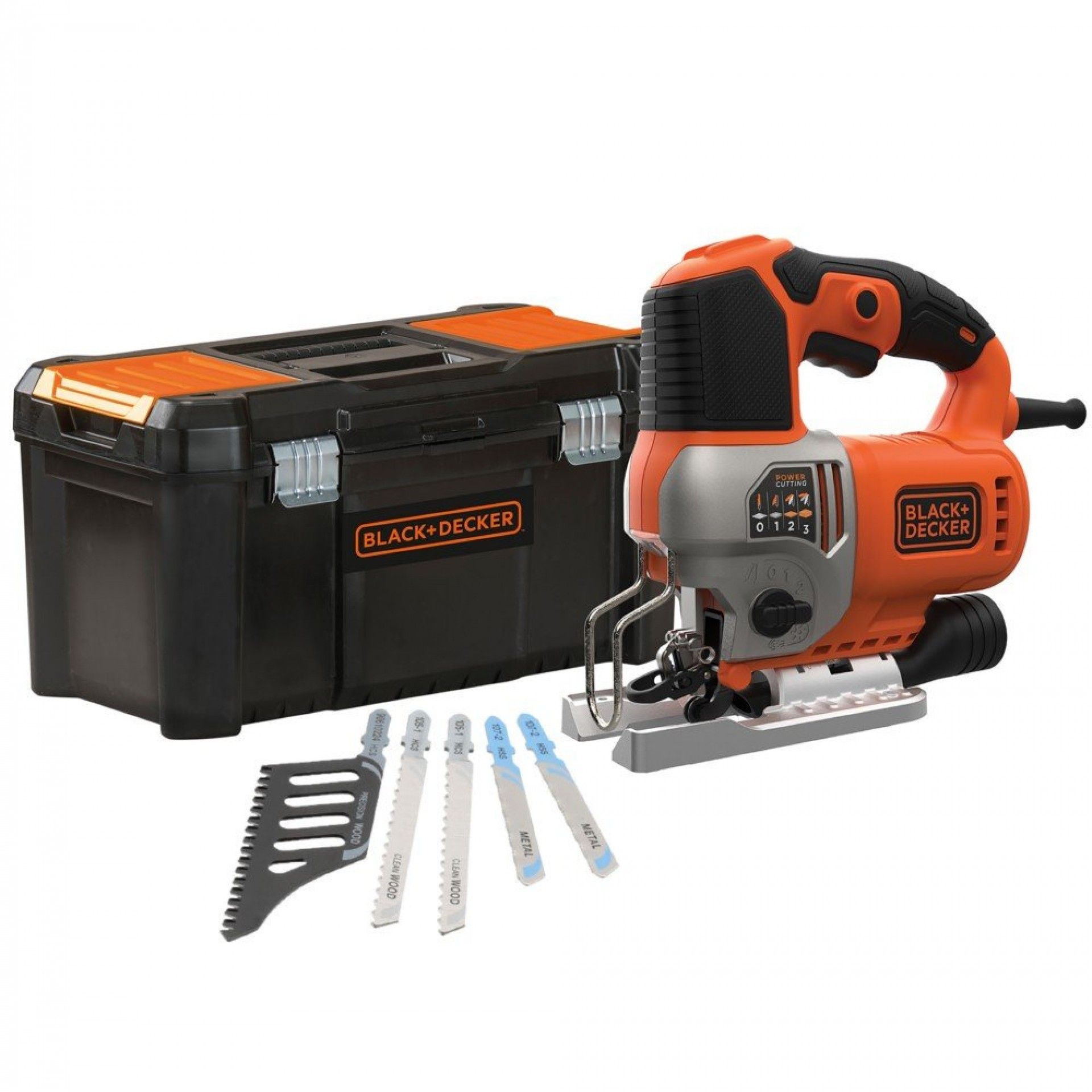 KIT Serra de Recortes 650W Pendular com 5 lâminas e caixa de ferramentas refª BES610KA5 BLACK DECKER