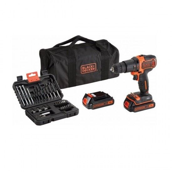 KIT APARAFUSADORA 18V 2x1.5Ah C/PERCURSO + ACESSORIOS BDCHD18BS32-QW BLACK DECKER